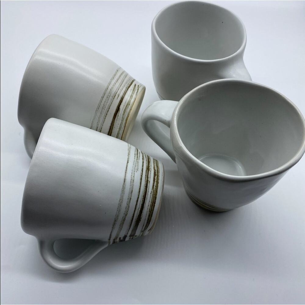 $35/ Espresso And Ivory Swirl Kamala Mugs Set Of 4 - Picture 4 of 6